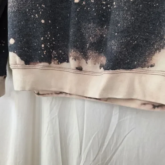 Upcycled Custom Pin Up Bolt Sweatshirt Size Medium Gray Americana Bleach Dye - Picture 4 of 9